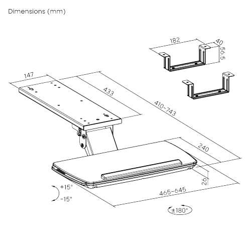 KBT12 - 01 鍵盤托鍵盤托(普通桌和升降桌兩用) - Freemax - The Body Solution
